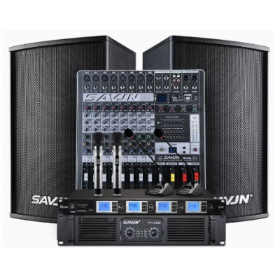 斯維基尼HY-600音響（10英寸號角音箱2只，8路專業(yè)調(diào)音臺臺，600w純后級功放臺，一拖四雙手持雙鵝頸話筒1套）